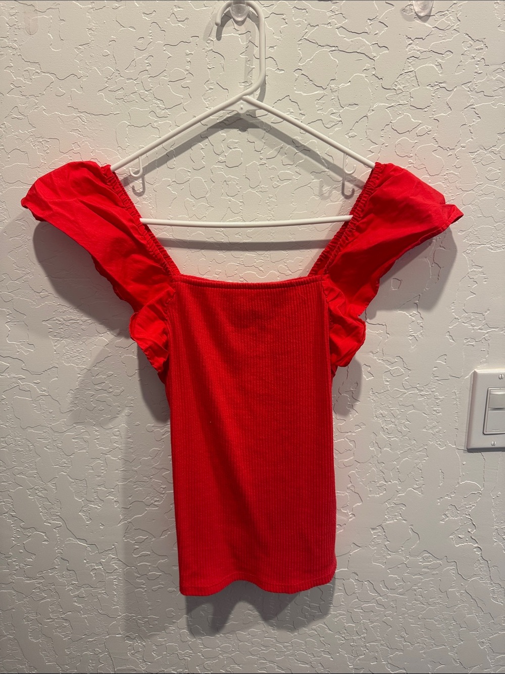 a new day Bright Red Ruffled Square Neck Tank